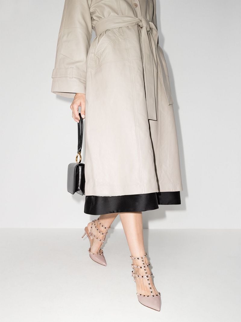 Pink Rockstud 65 Caged Leather Pumps