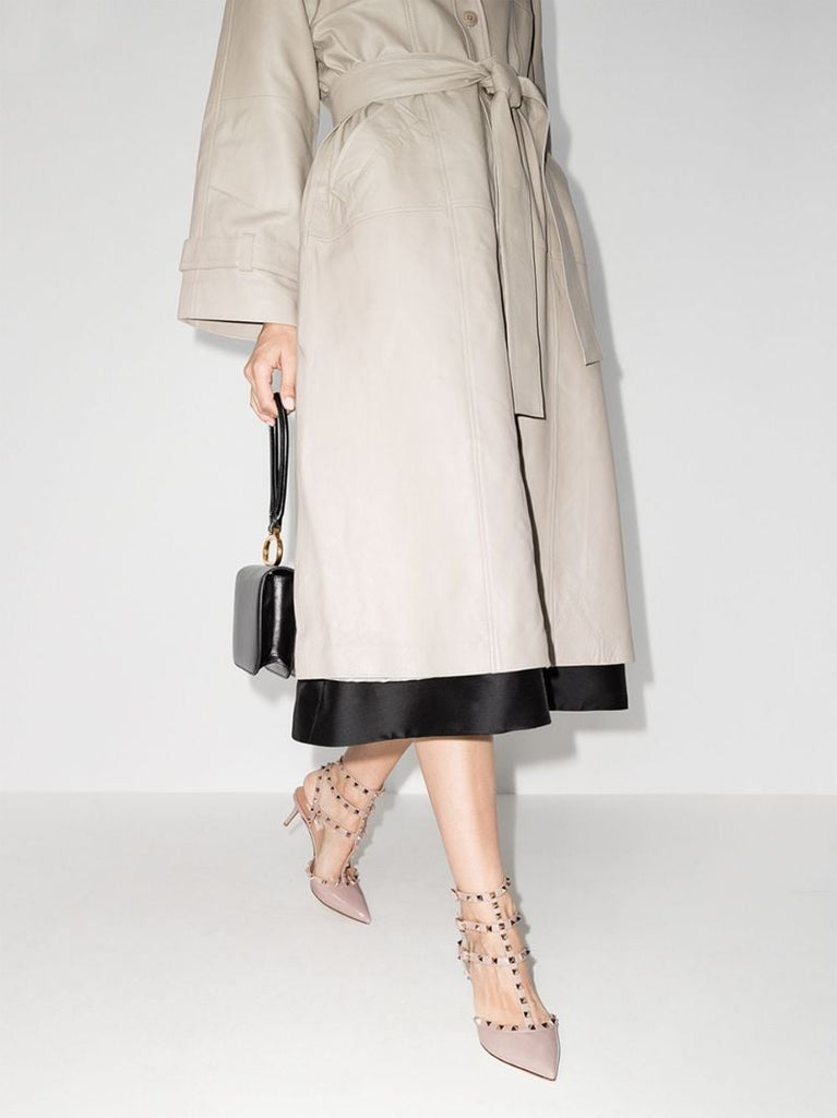 Pink Rockstud 65 Caged Leather Pumps