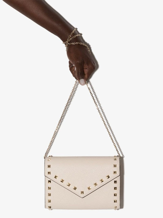 Neutral Rockstud Leather Cross Body Bag