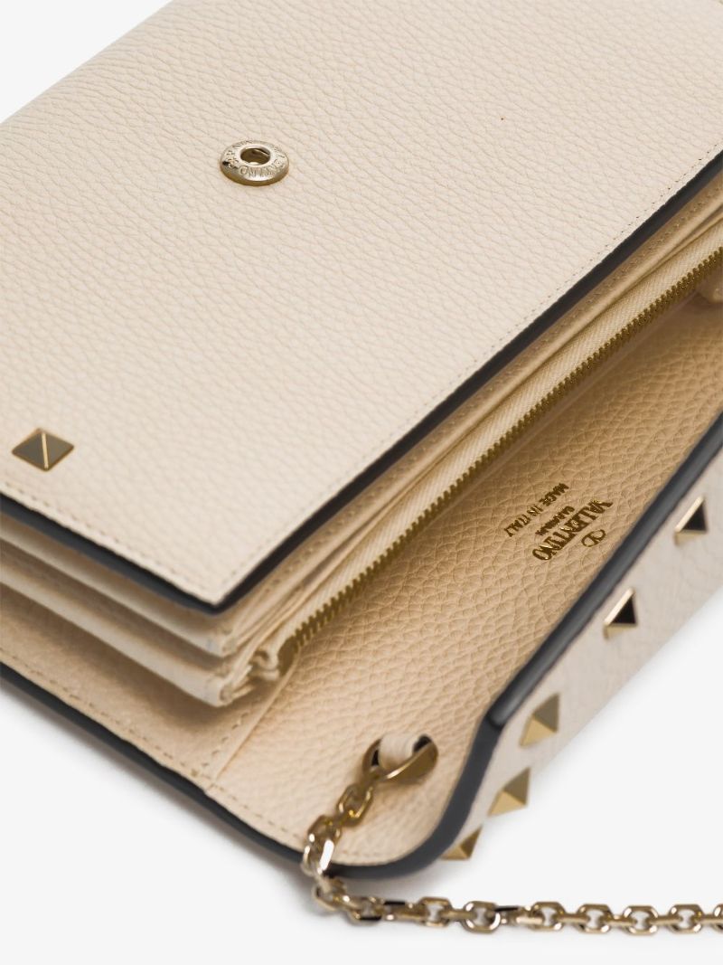 Neutral Rockstud Leather Cross Body Bag