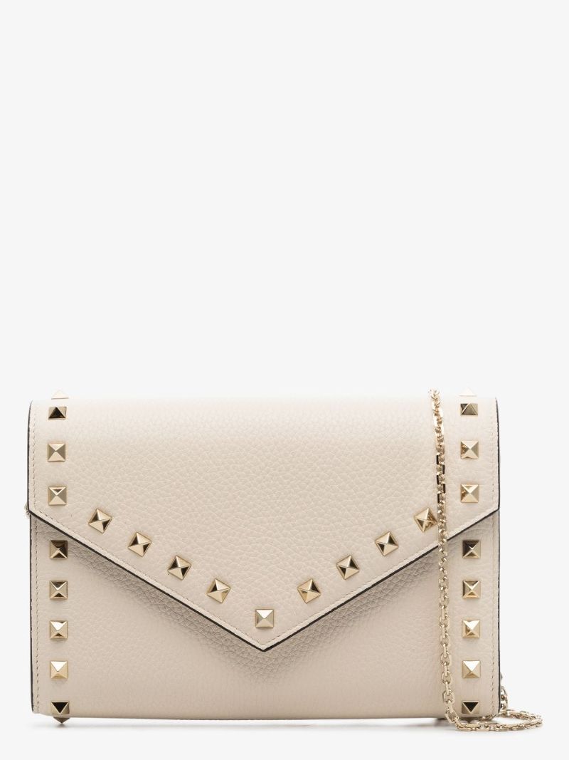 Neutral Rockstud Leather Cross Body Bag