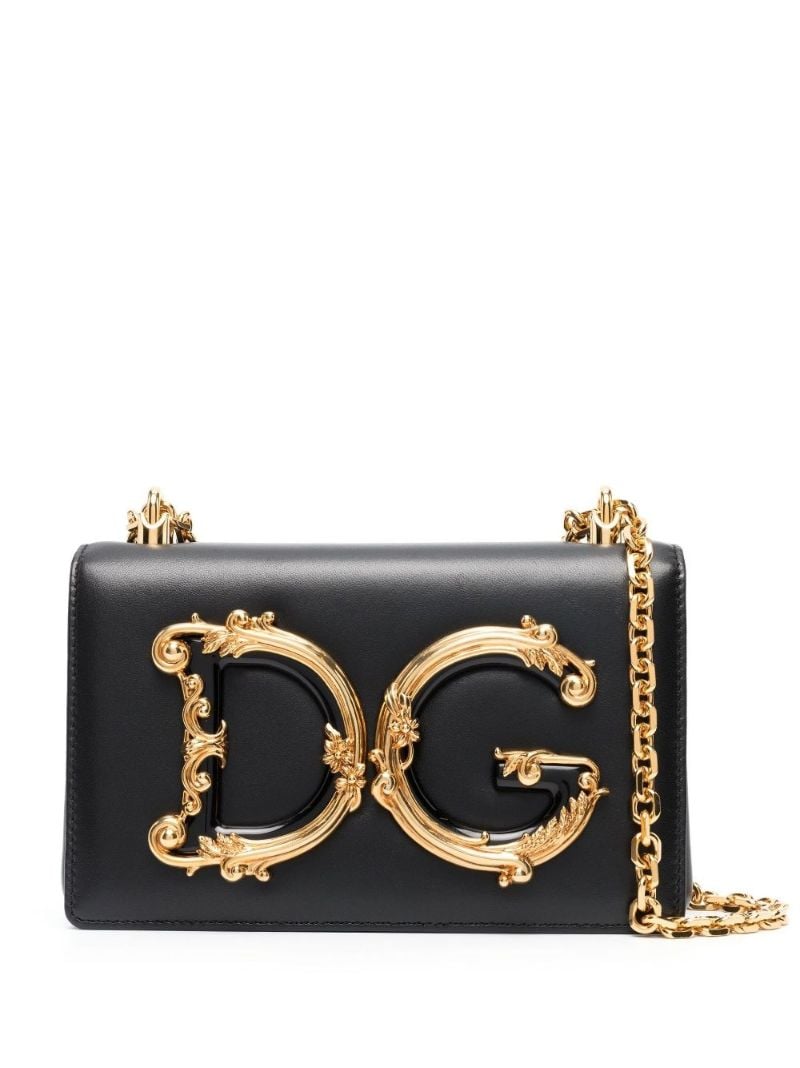 Black Baroque Dg Logo Leather Cross Body Bag