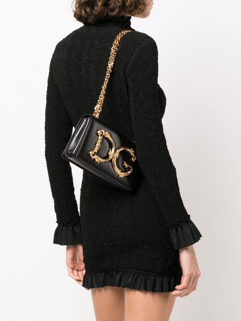 Black Baroque Dg Logo Leather Cross Body Bag