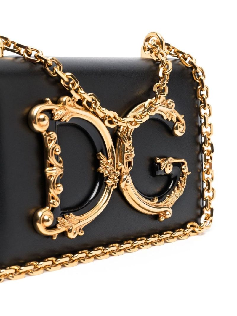 Black Baroque Dg Logo Leather Cross Body Bag