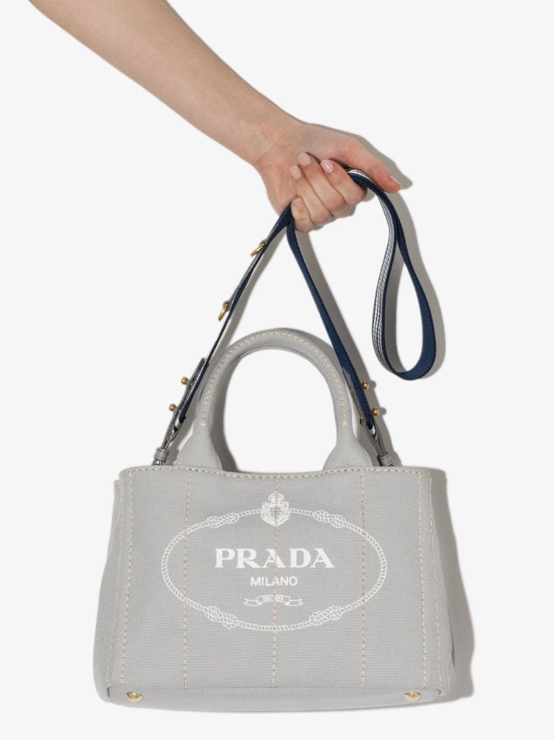 Grey Logo Print Tote Bag
