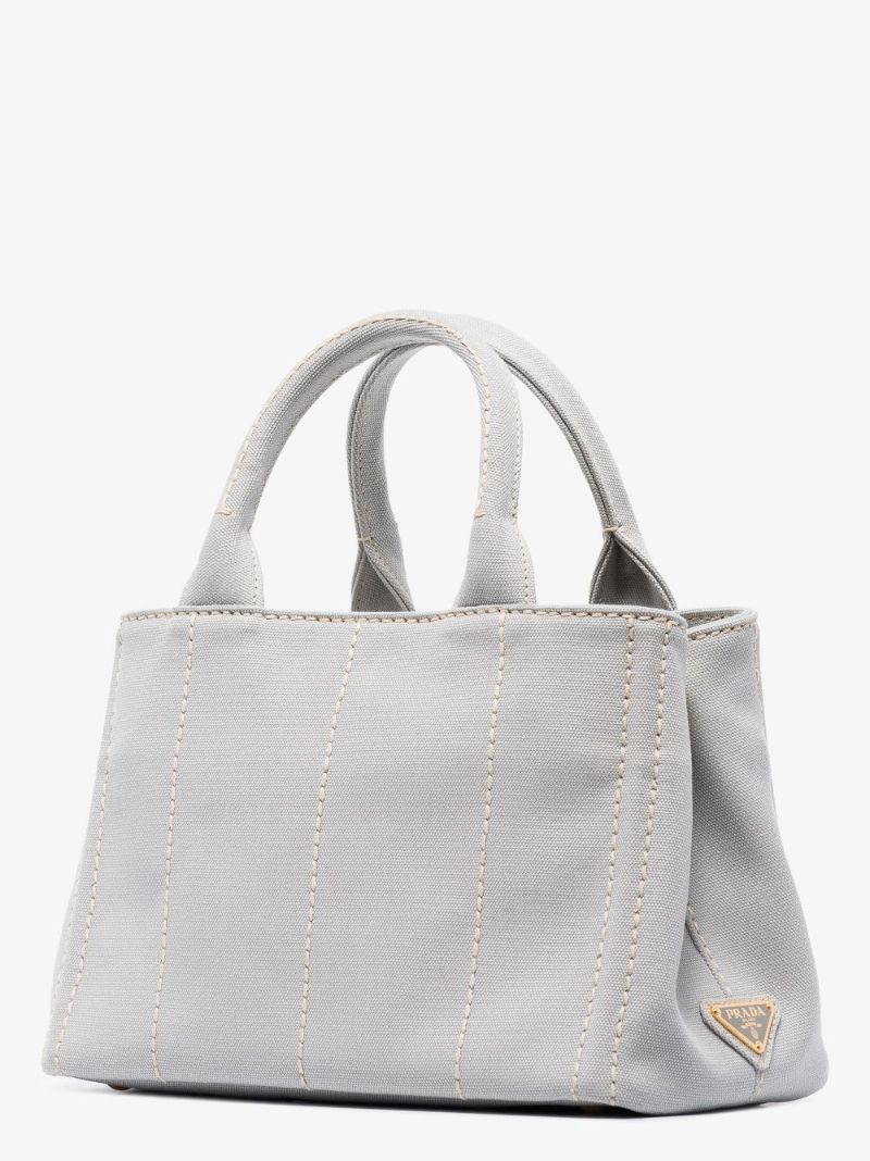 Grey Logo Print Tote Bag