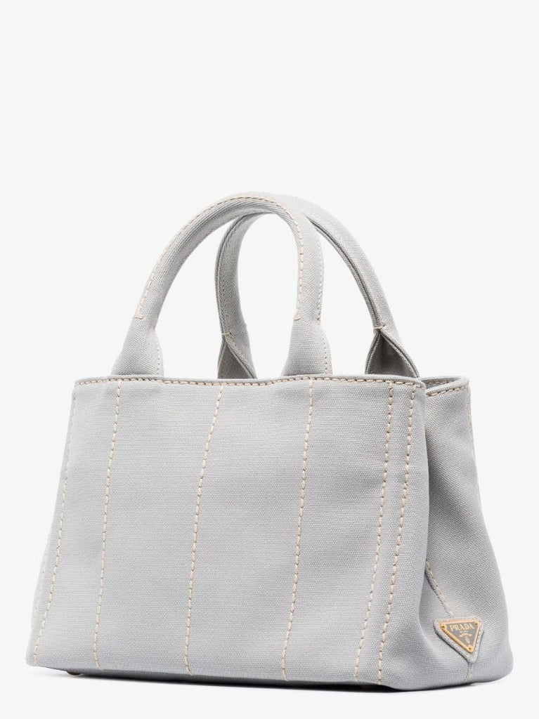 Grey Logo Print Tote Bag