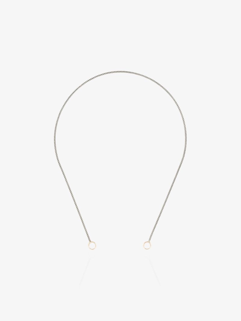 Sterling Silver and 14k Yellow Gold Medium Curb Chain 14.5 Inch Necklace