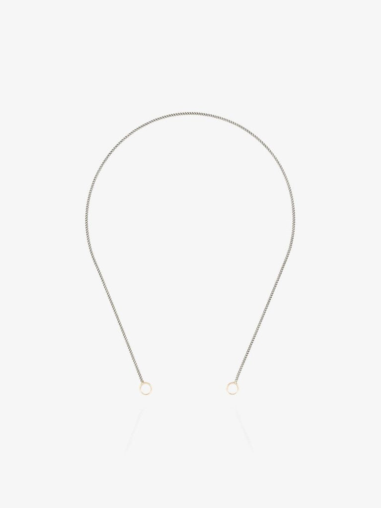Sterling Silver and 14k Yellow Gold Medium Curb Chain 14.5 Inch Necklace