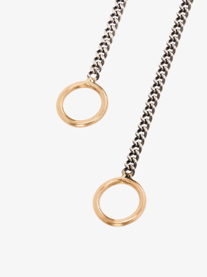 Sterling Silver and 14k Yellow Gold Medium Curb Chain 14.5 Inch Necklace