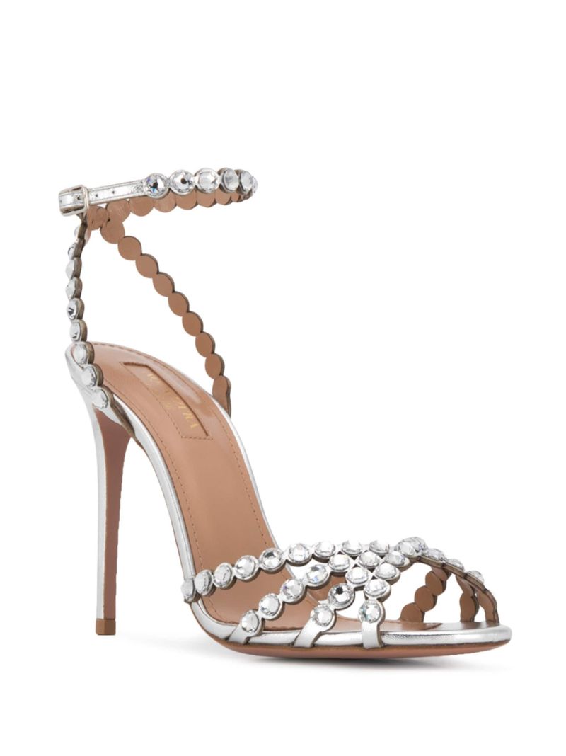 Silver Tequila 105 Crystal Leather Sandals