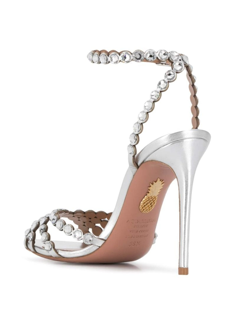 Silver Tequila 105 Crystal Leather Sandals