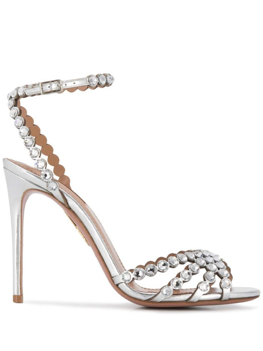 Silver Tequila 105 Crystal Leather Sandals