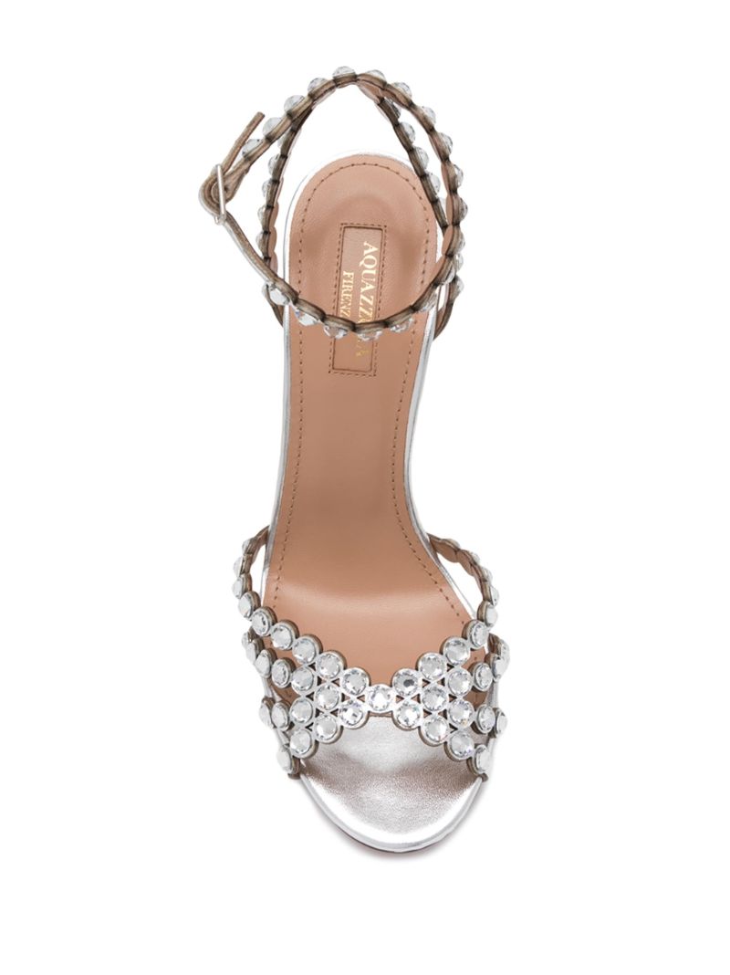 Silver Tequila 105 Crystal Leather Sandals