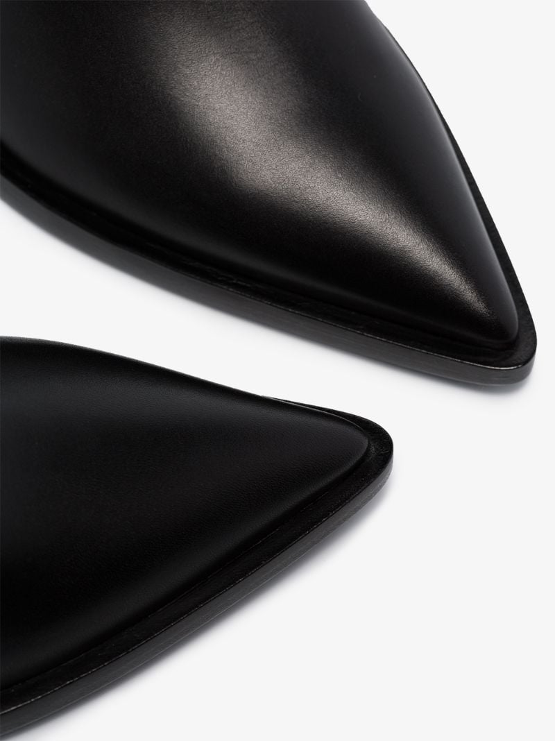 Black 70 Pointed Leather Ankle Boots