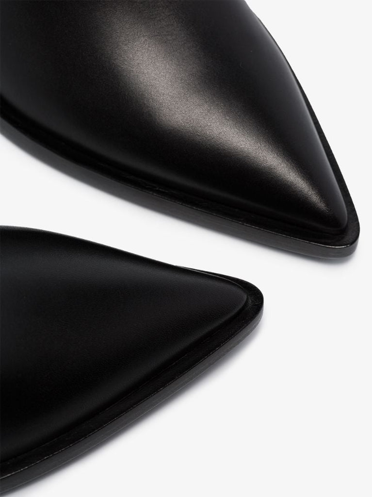 Black 70 Pointed Leather Ankle Boots