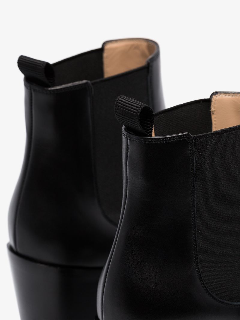 Black 70 Pointed Leather Ankle Boots