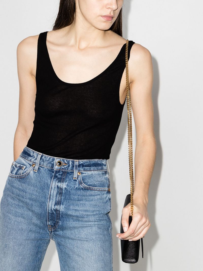 Black Fine Ribbed Tank Top