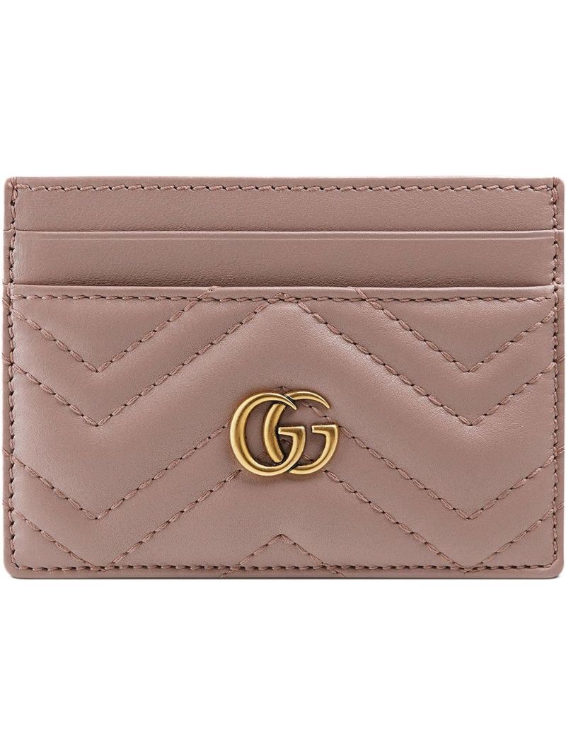 Pink Gg Marmont Leather Card Holder