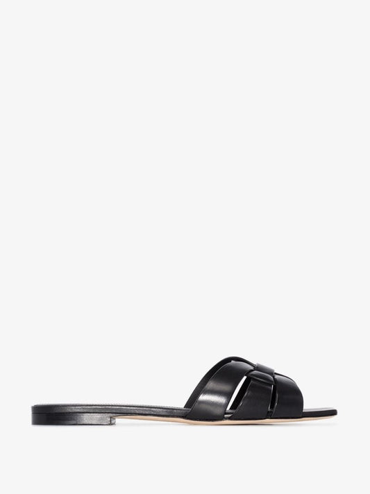 Black Tribute Flat Sandals