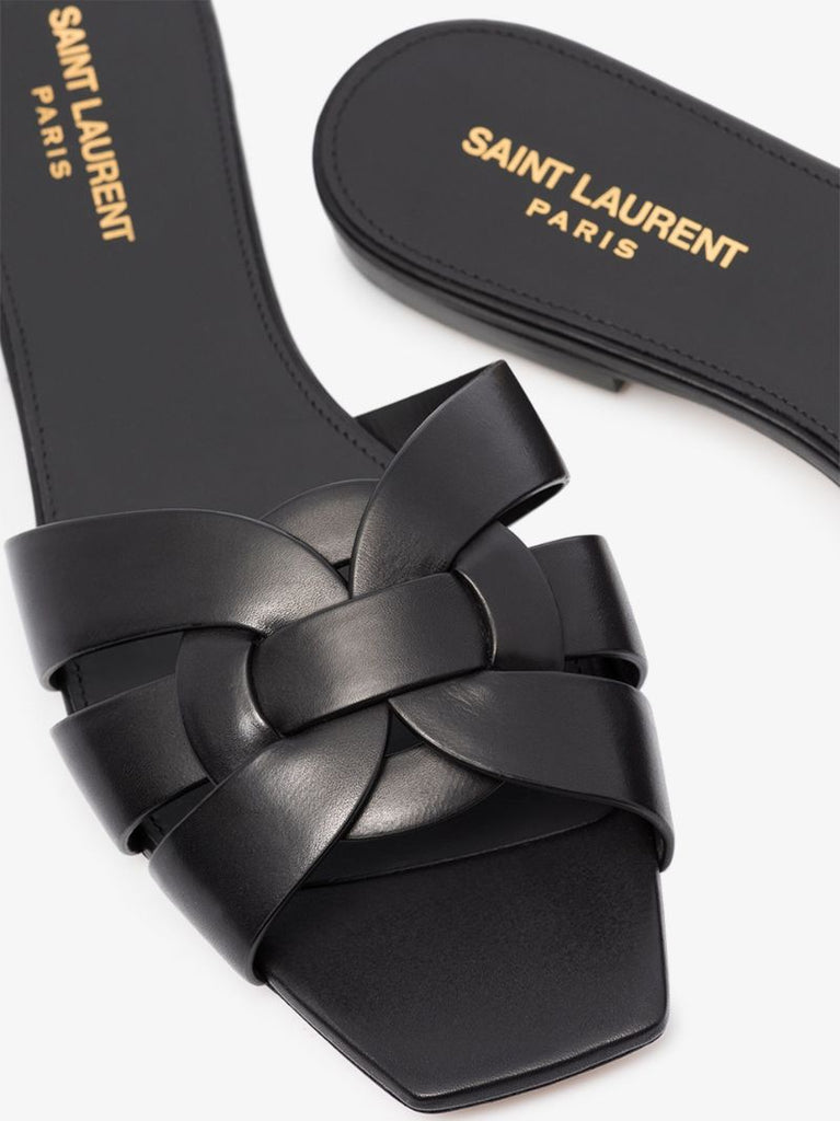 Black Tribute Flat Sandals