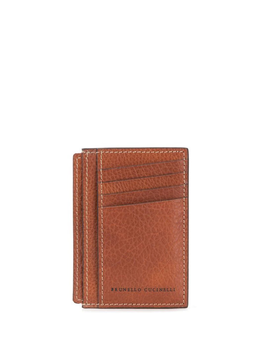 Brown Logo-stamp Leather Cardholder