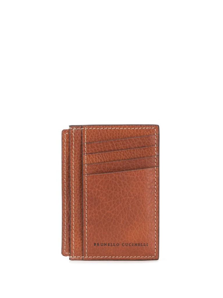 Brown Logo-stamp Leather Cardholder