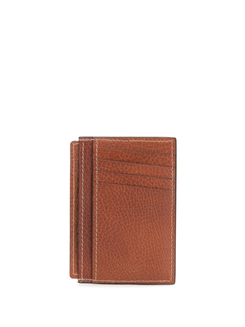 Brown Logo-stamp Leather Cardholder