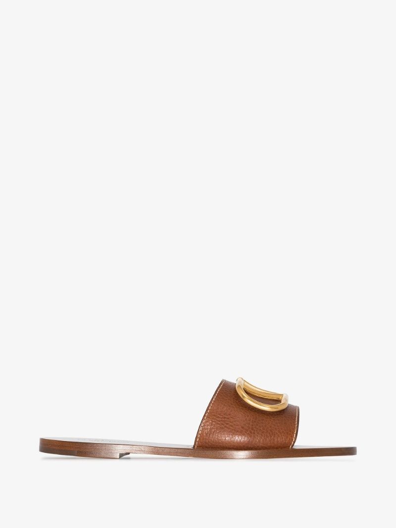 Brown Vlogo Signature Leather Sandals