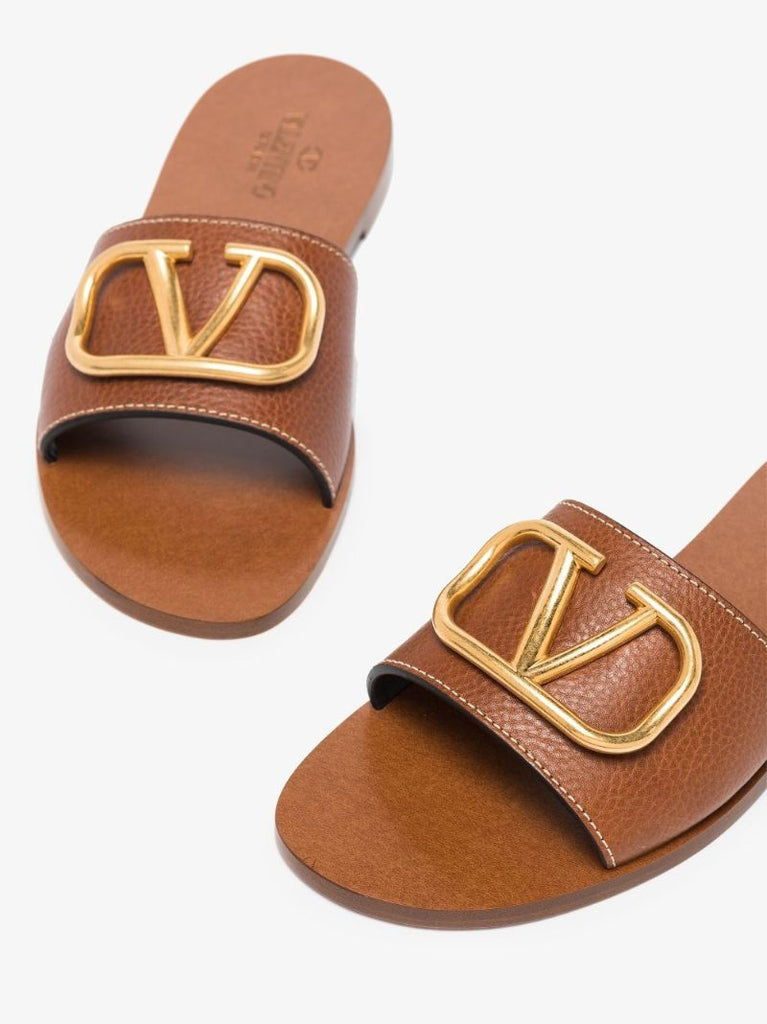 Brown Vlogo Signature Leather Sandals