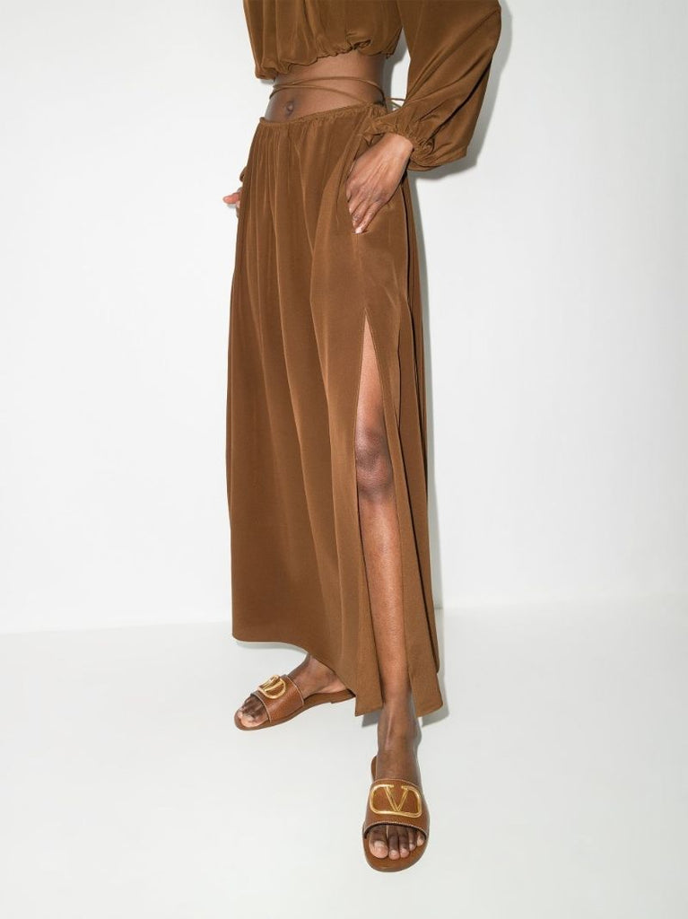 Brown Vlogo Signature Leather Sandals