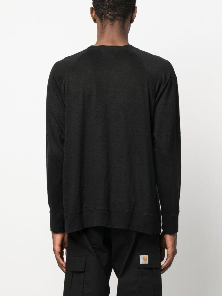 Black Logo Print Linen Sweater