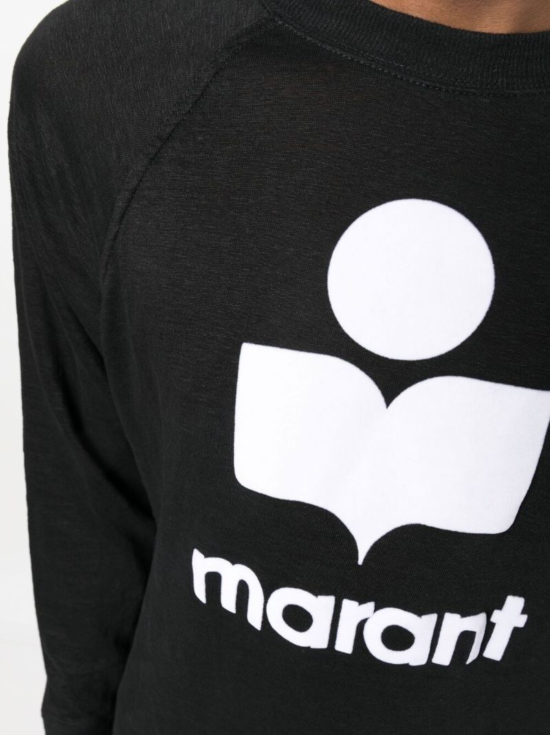 Black Logo Print Linen Sweater