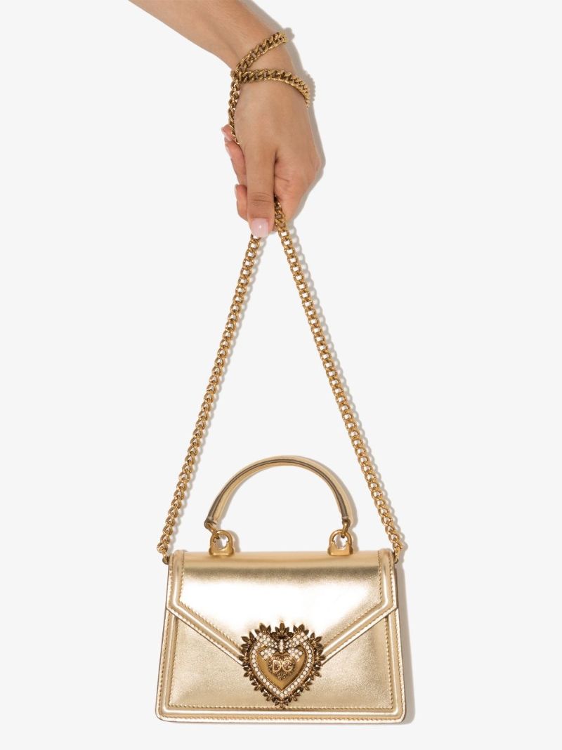 Gold Small Devotion Leather Shoulder Bag