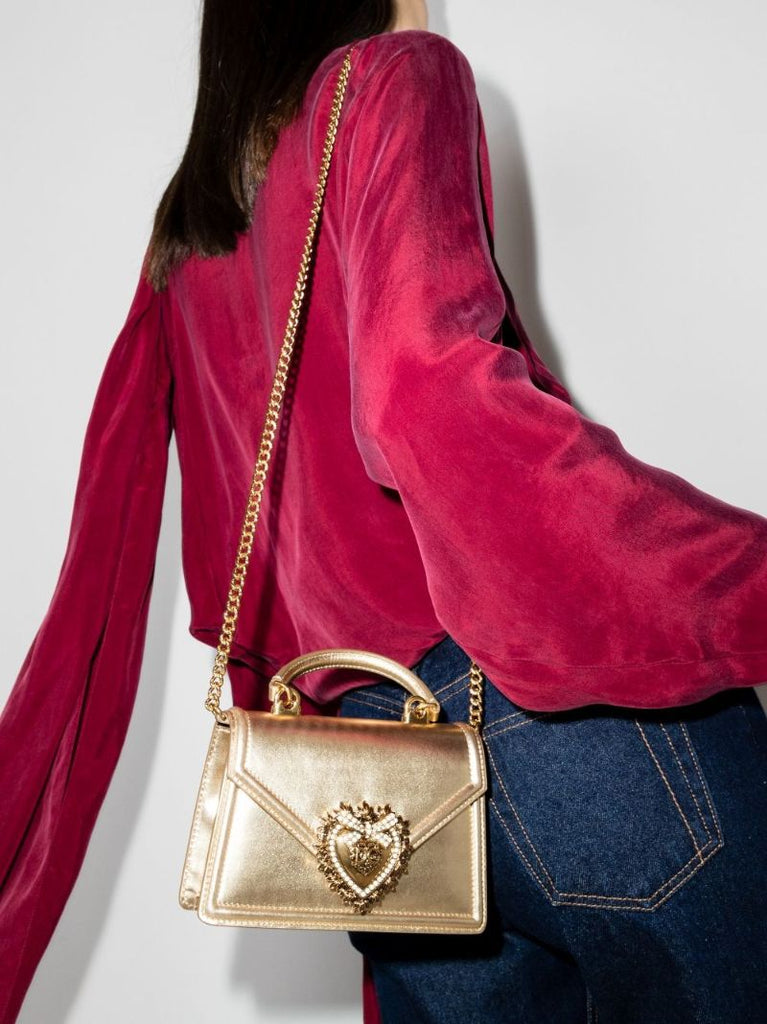 Gold Small Devotion Leather Shoulder Bag