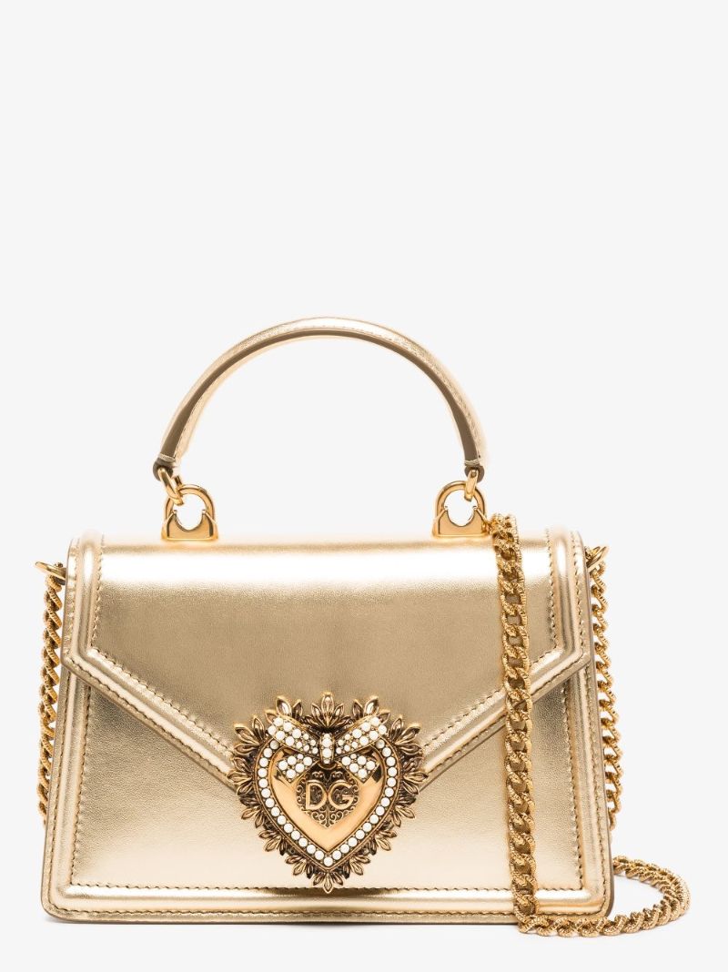 Gold Small Devotion Leather Shoulder Bag