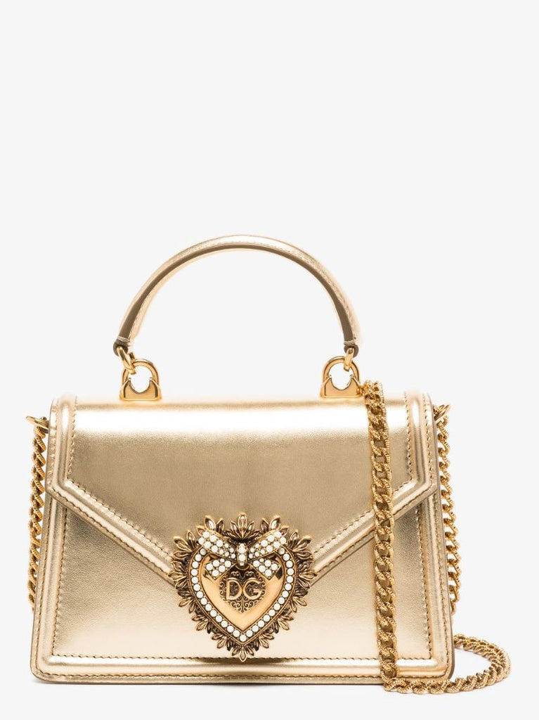 Gold Small Devotion Leather Shoulder Bag