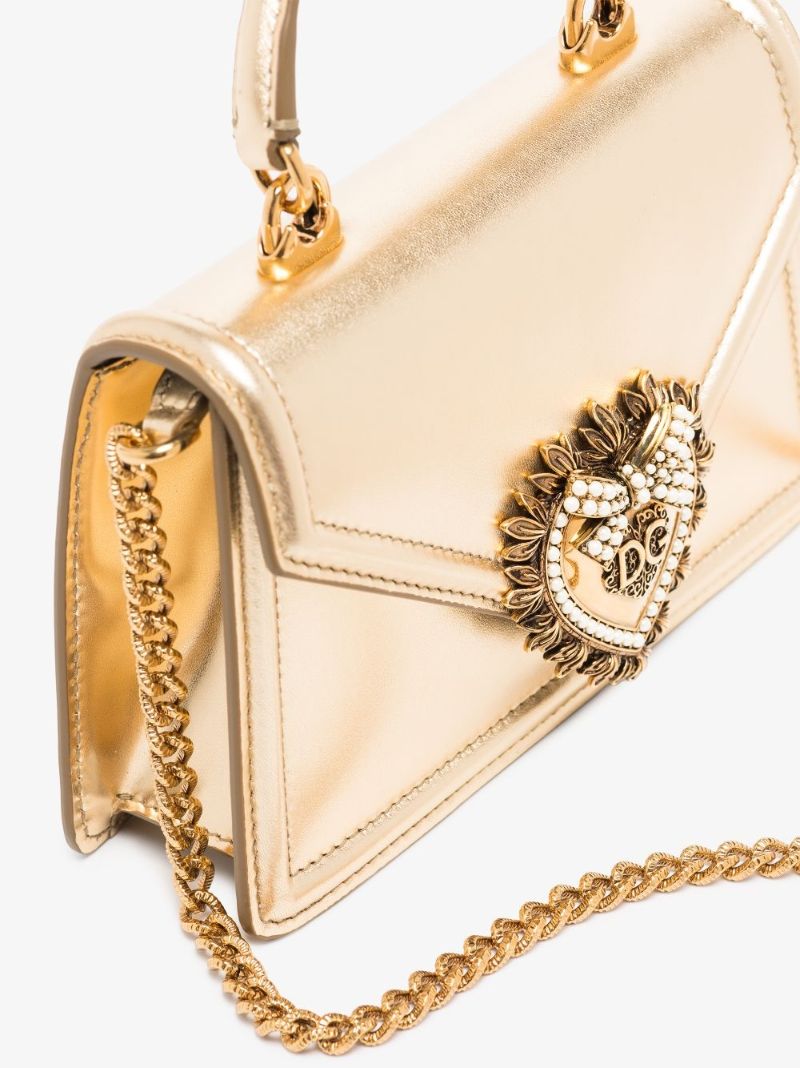 Gold Small Devotion Leather Shoulder Bag