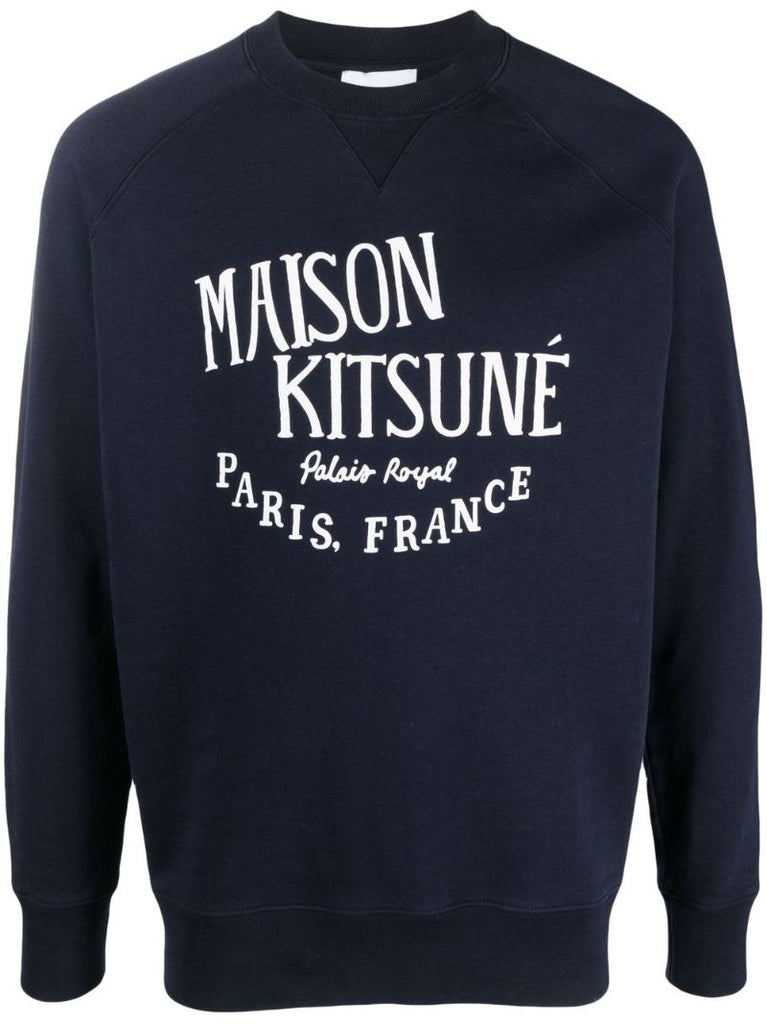 Blue Palais Royal Logo Print Cotton Sweatshirt