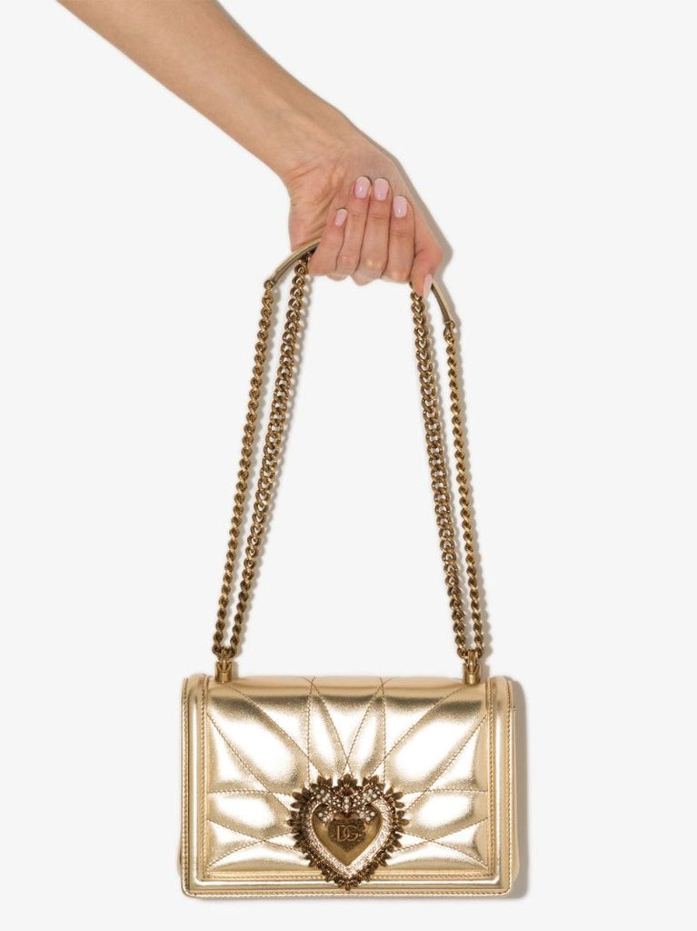 Gold Devotion Leather Shoulder Bag