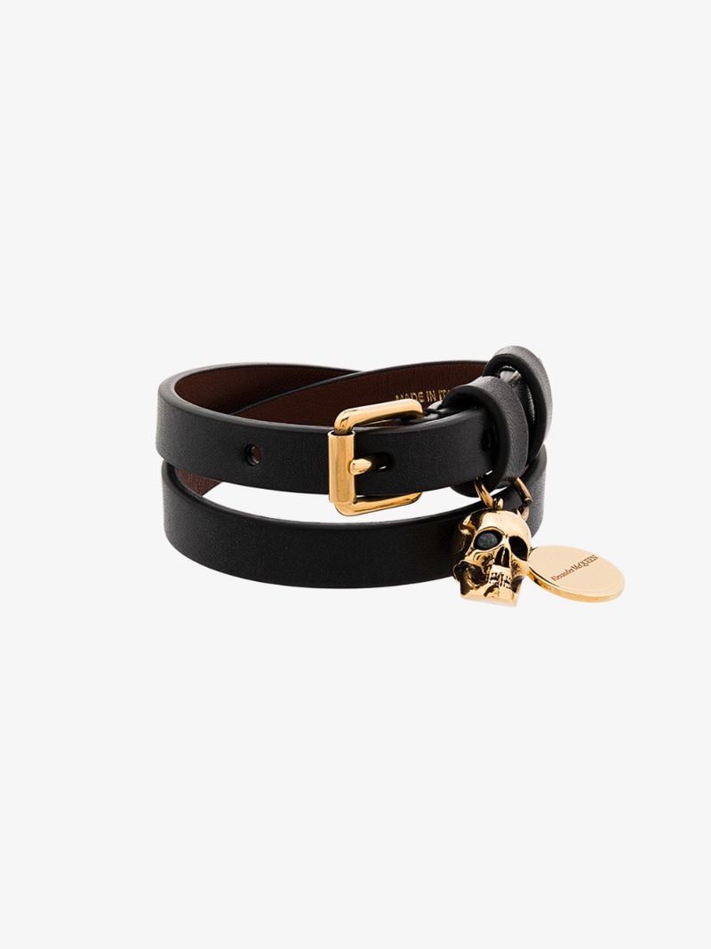 Black Double Wrap Skull Bracelet