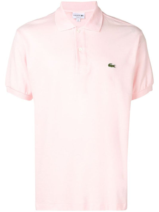 Pink Logo Embroidered Cotton Polo Shirt