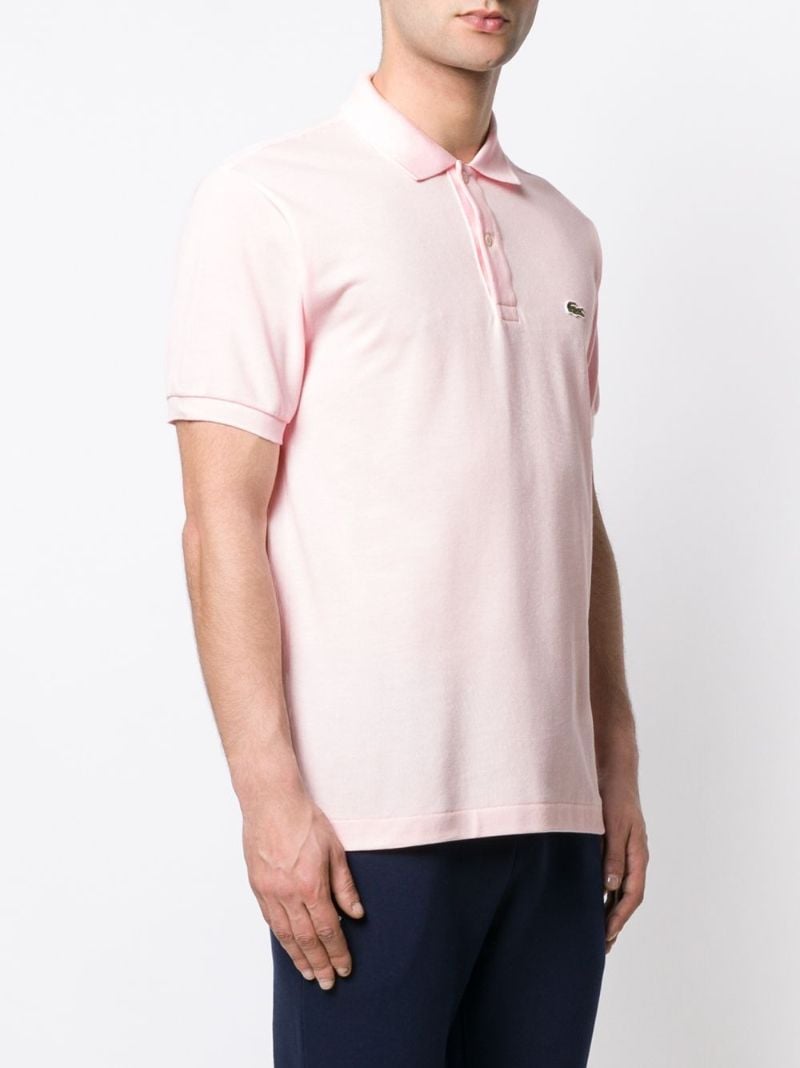 Pink Logo Embroidered Cotton Polo Shirt