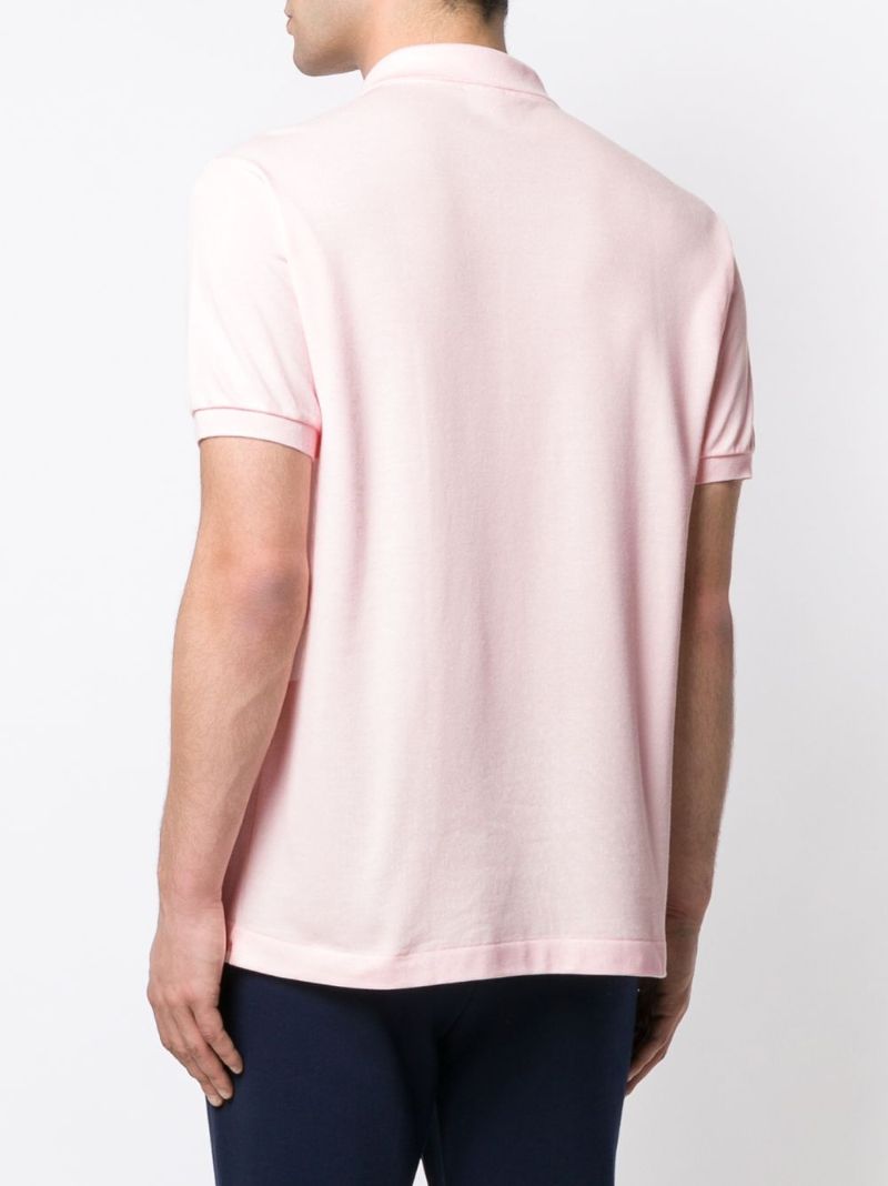 Pink Logo Embroidered Cotton Polo Shirt