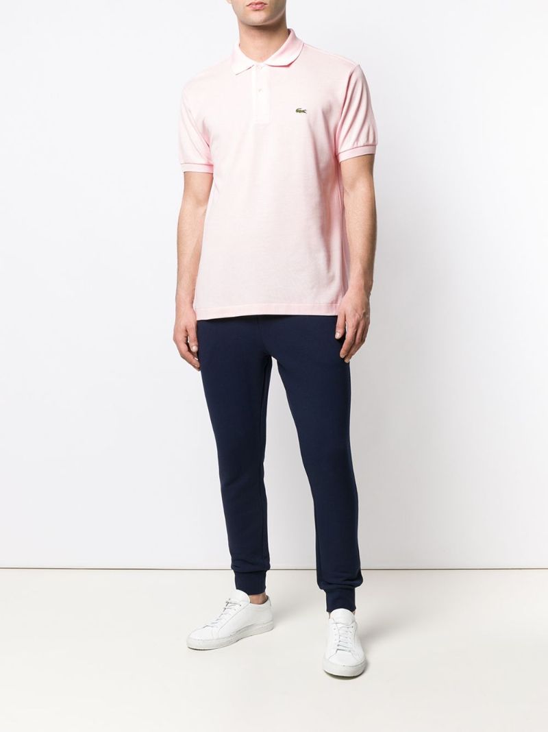 Pink Logo Embroidered Cotton Polo Shirt