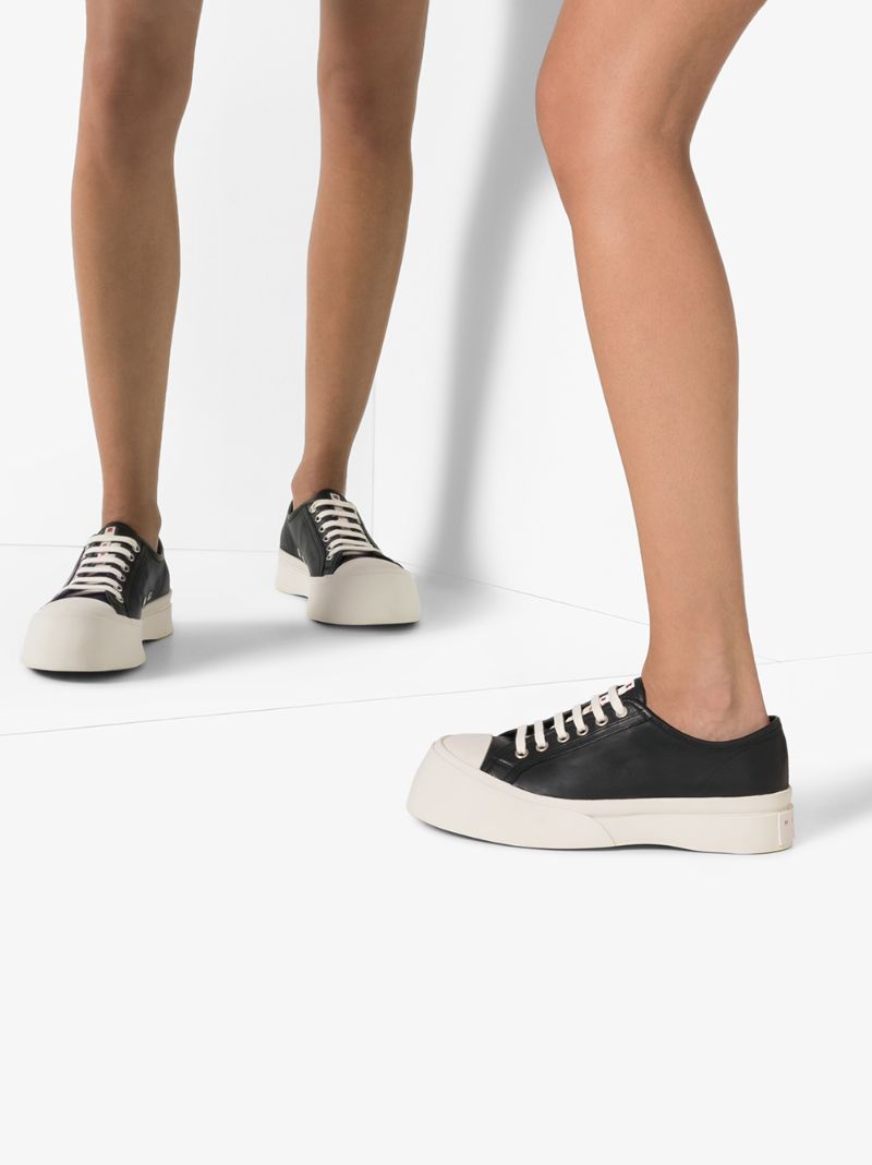 Black Leather 20 Chunky Sneakers