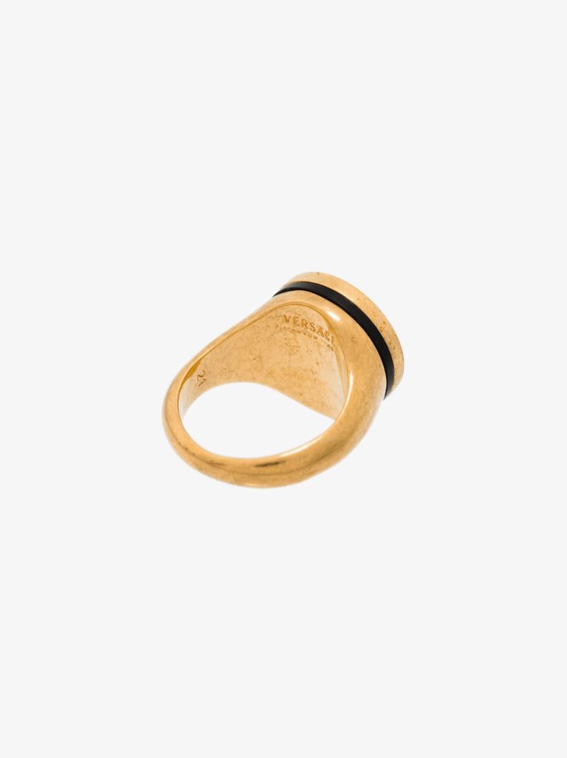 Gold Tone and Black Medusa Ring