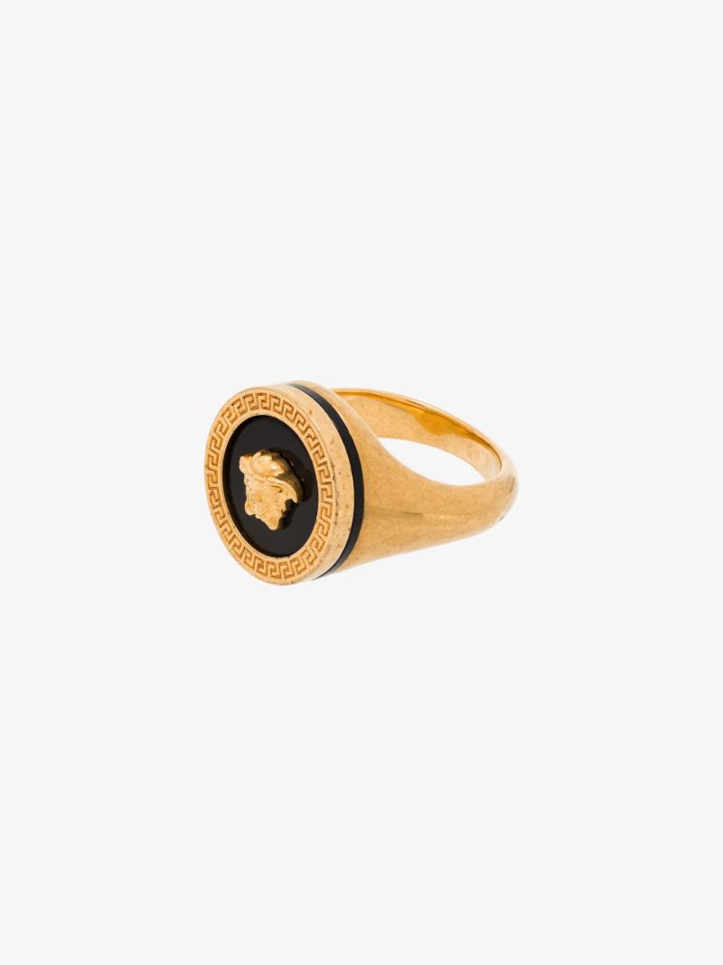 Gold Tone and Black Medusa Ring