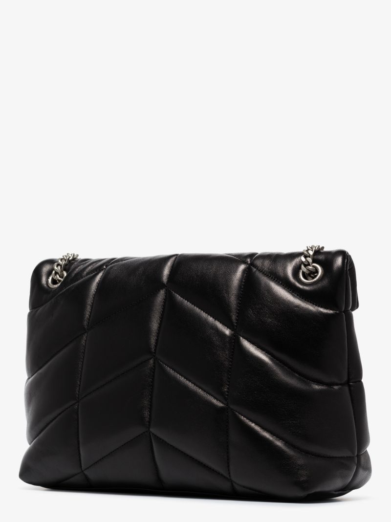 Black Puffer Medium Leather Shoulder Bag