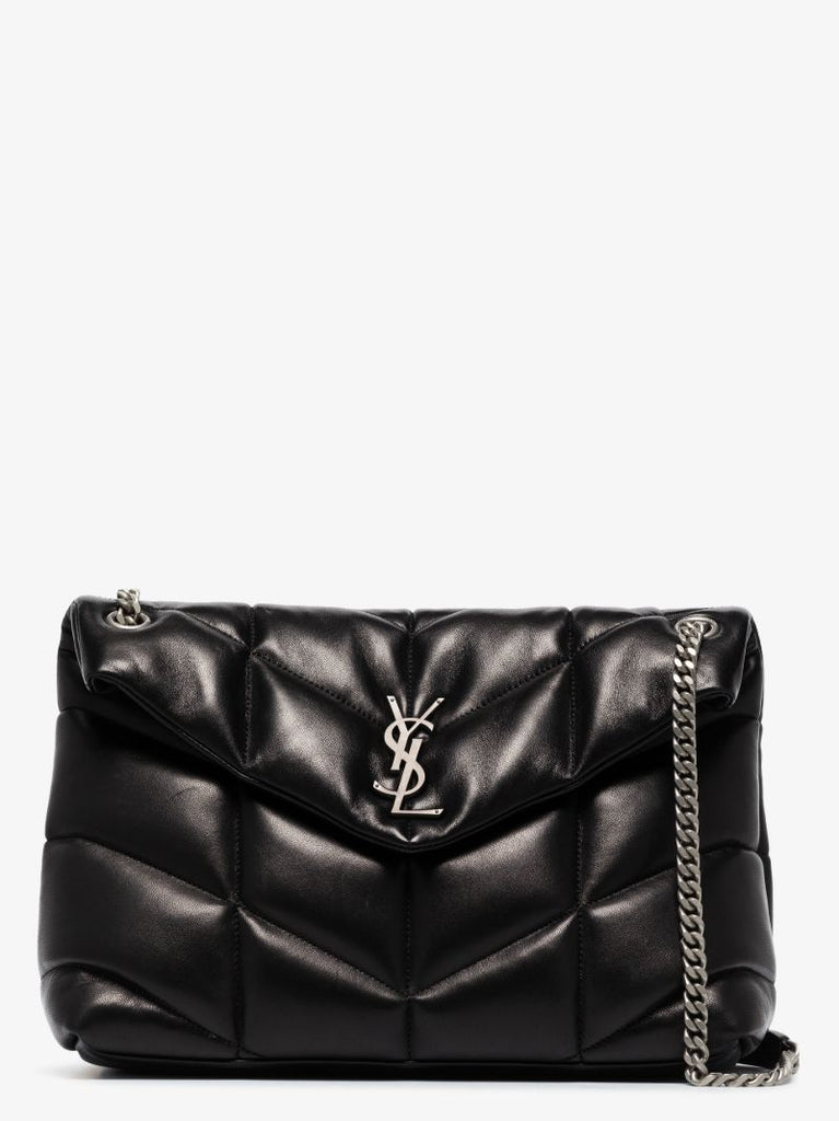 Black Puffer Medium Leather Shoulder Bag